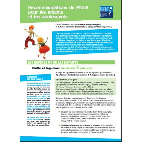  Recommandations du PNNS pour les enfants et les adolescents (Dépliant)