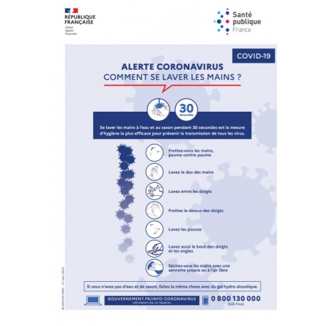 Alerte coronavirus : comment se laver les mains ? (Affiche)