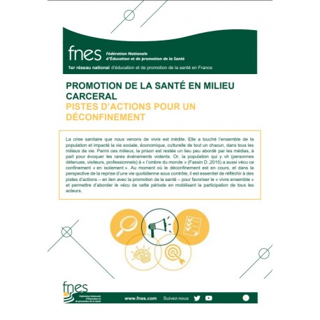 Promotion de la santé en milieu carcéral : pistes d’actions pour un déconfinement